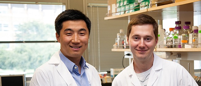 UW Bioengineering assistant professor Dr. Xiaohu Gao and senior fellow Dr. Pavel Zrazehvskiy