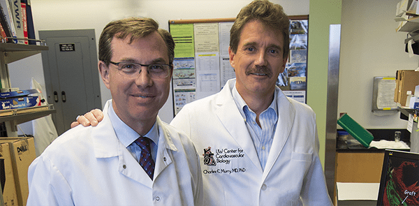 Drs. Charles Murry and Michael Laflamme in lab