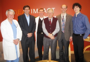 Jason Coult with research team (as of 2011). Left to right: Peter Kudenchuk, MD; Tom Rea, MD; Larry Sherman, MD; Mickey Eisenberg, MD, PhD; Chris Neils and Jason