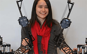 UW Bioengineering student Sharon Newman with RAVEN surgical robot