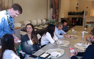 Students and faculty at BioEngage Meet and Eat 1 at Philips Ultrasound