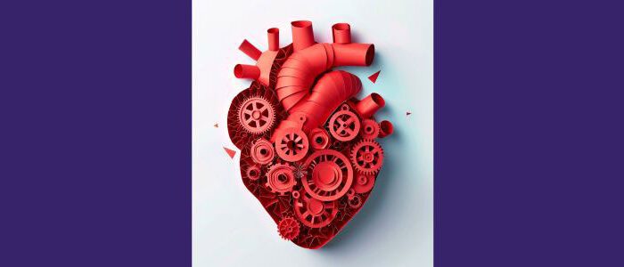 Human heart model made of red paper