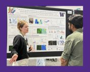 Lily Torp explaining a research poster