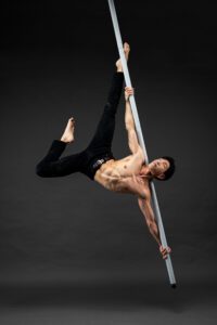 Sherman Yu on a pole