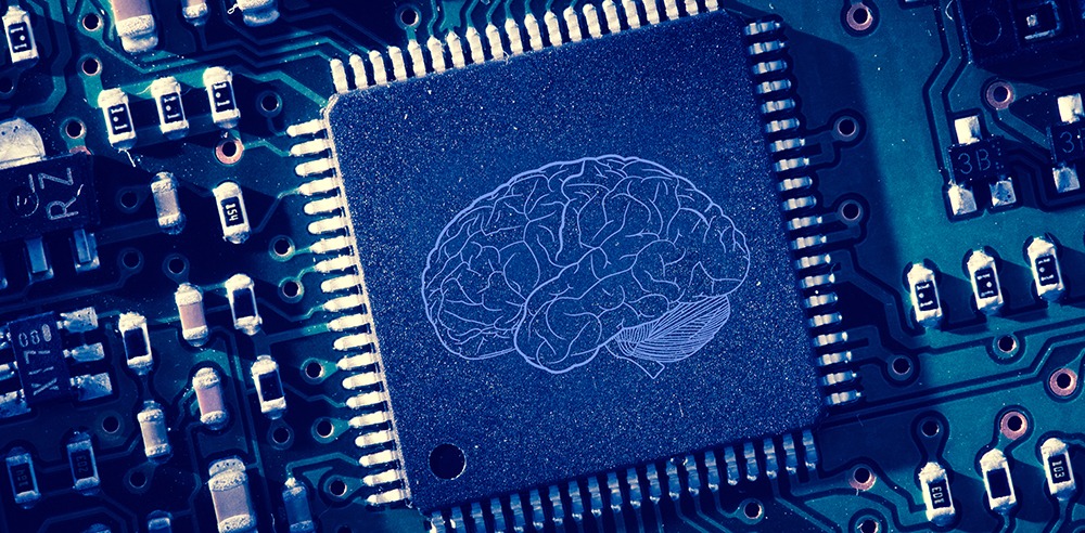 Printed brain on circuitboard