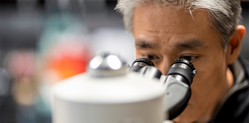Daniel Chiu with microscope