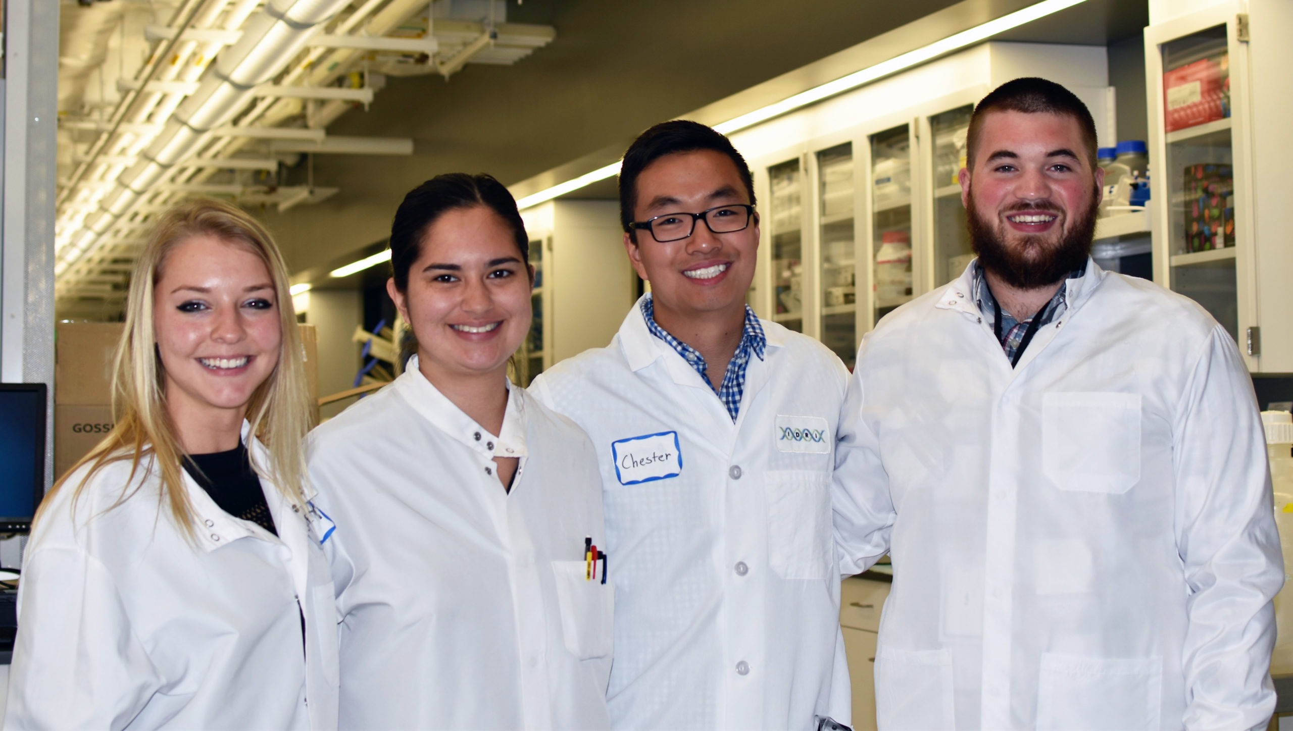 IDRI interns, including B.S. Bioengineering graduate Jasmine Fuerte-Stone