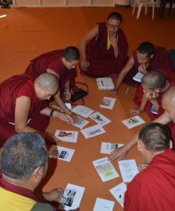Monks participating in neuroscience activity